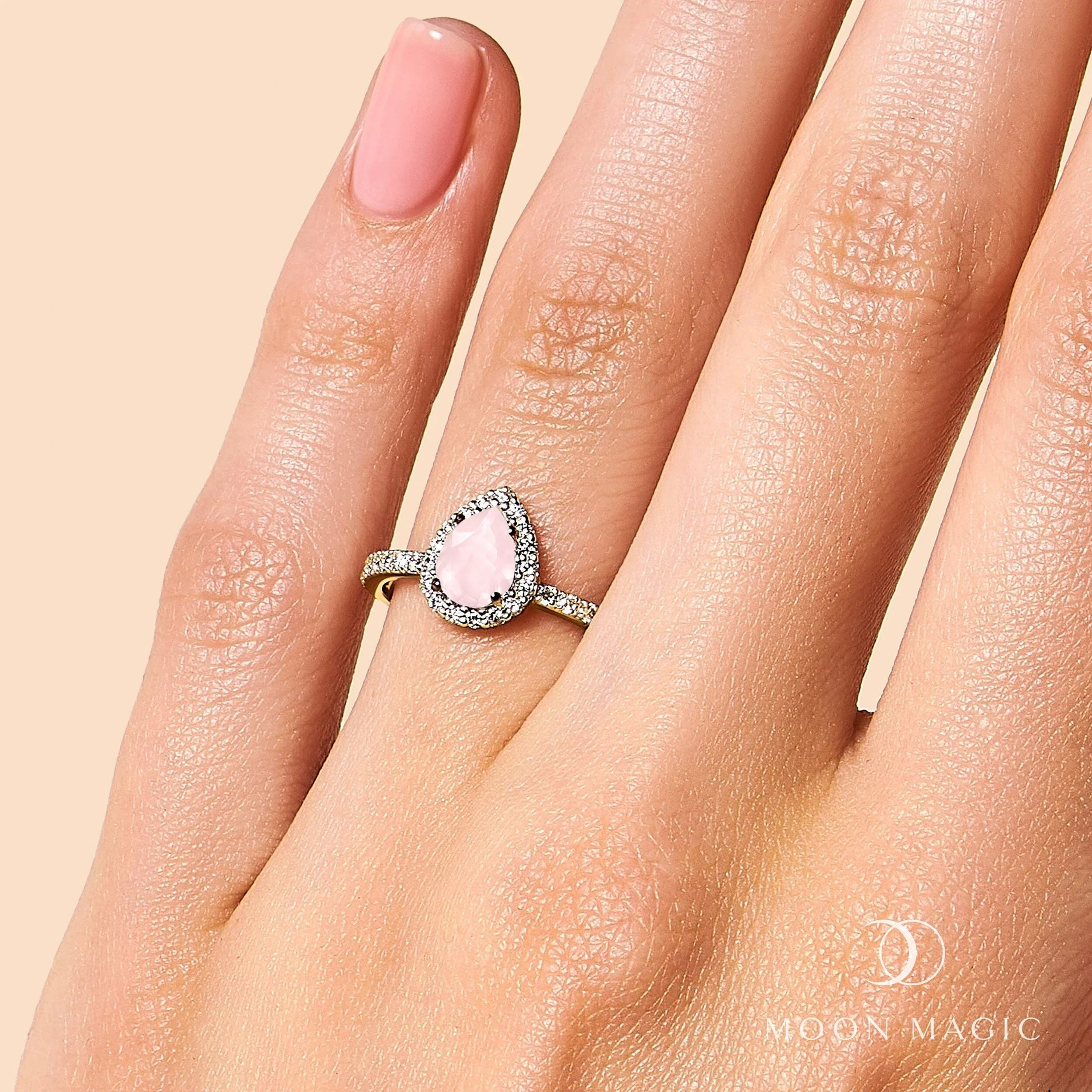 Rose Quartz Lab Diamond Ring - Tear of Joy - Image 6