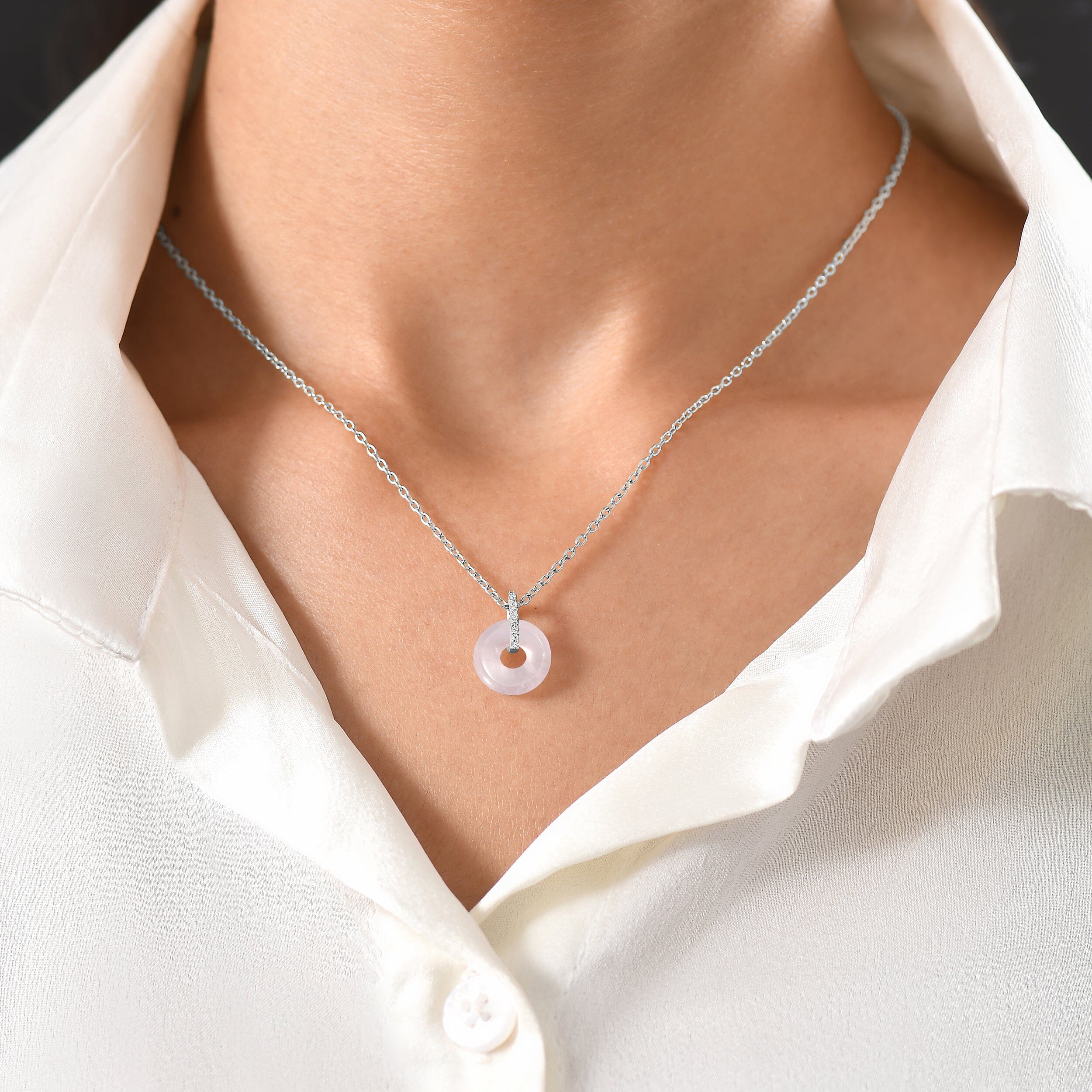 Rose Quartz Necklace - Liora - Image 2