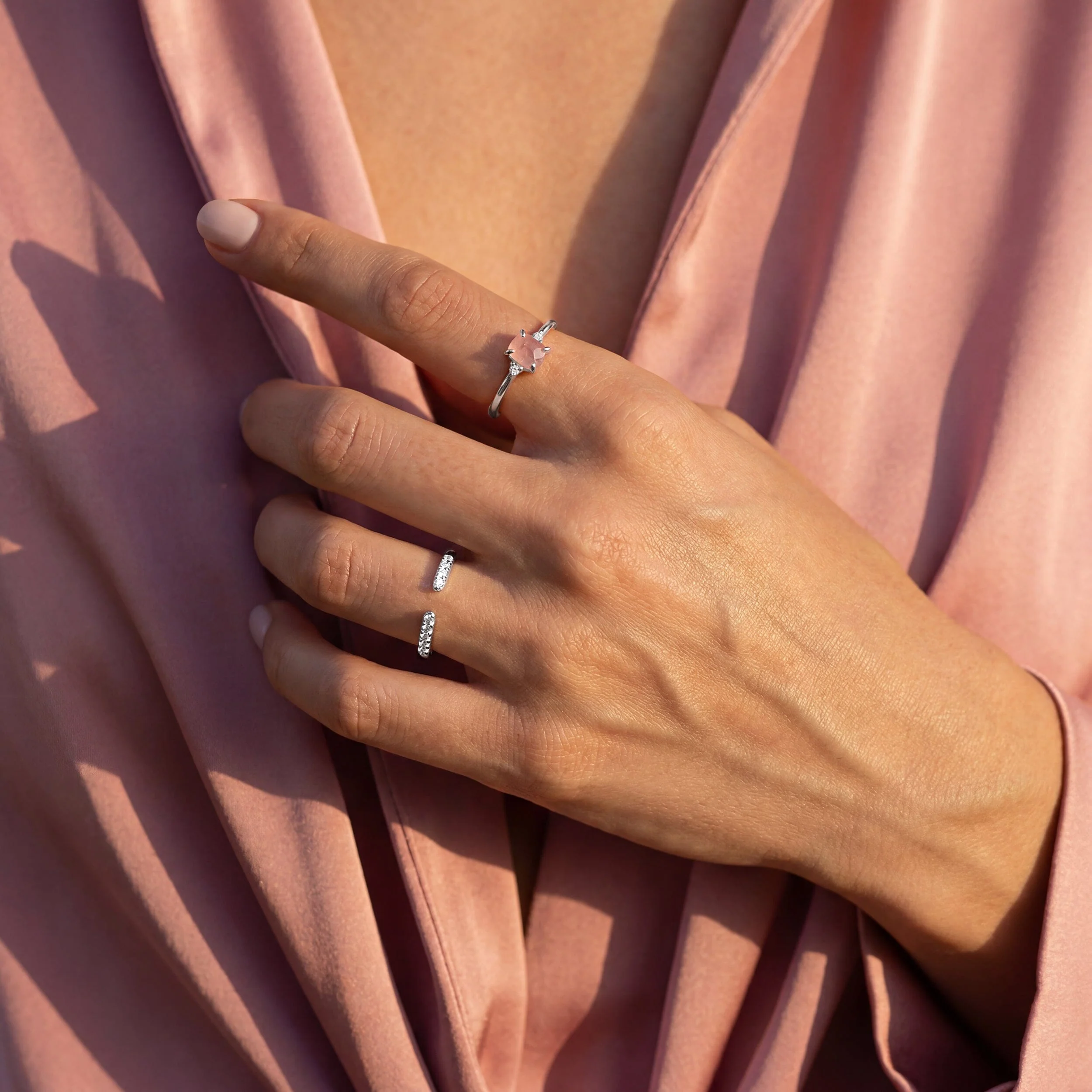 Rose Quartz Ring - Petite Raw Allure - Image 2