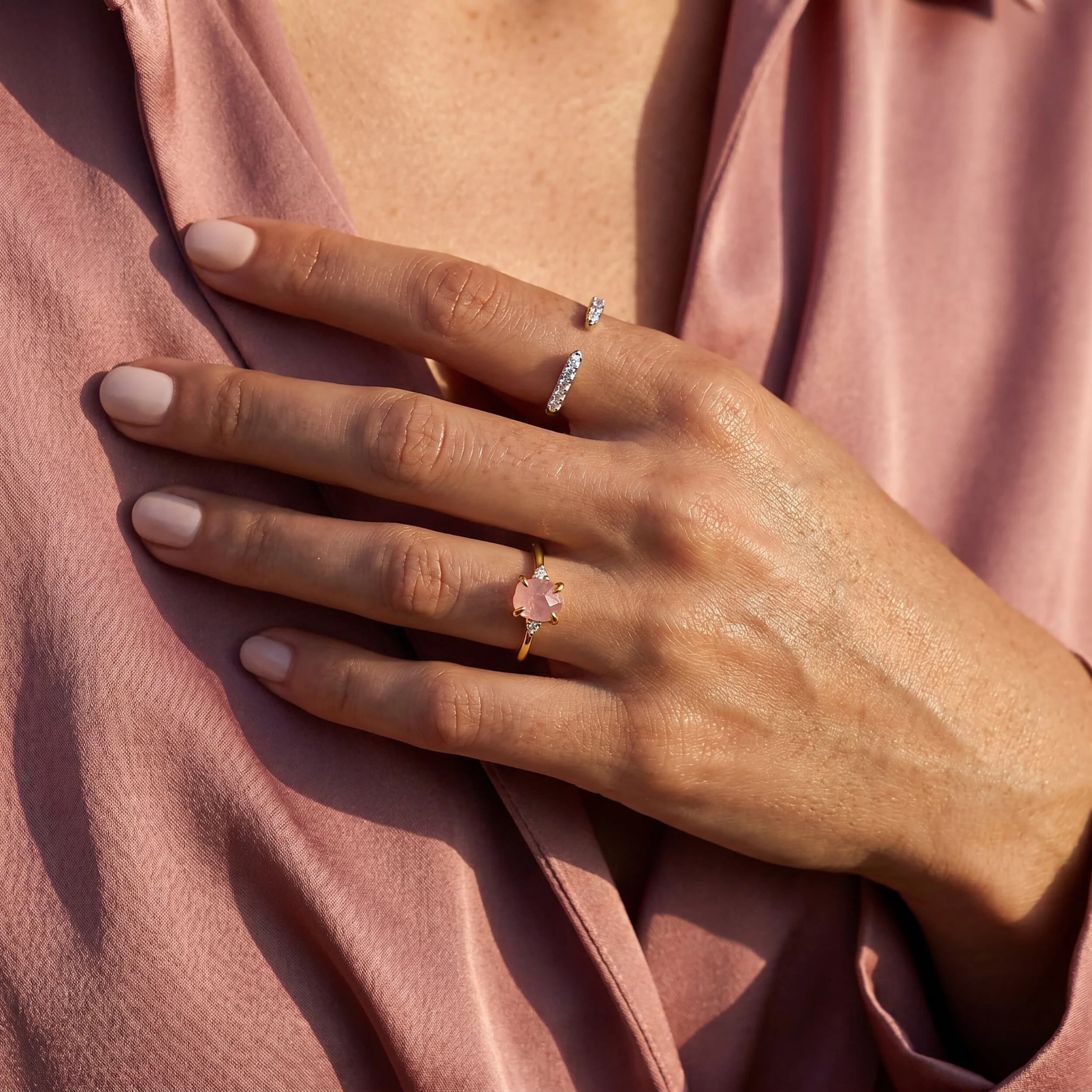 Rose Quartz Ring - Petite Raw Allure - Image 4