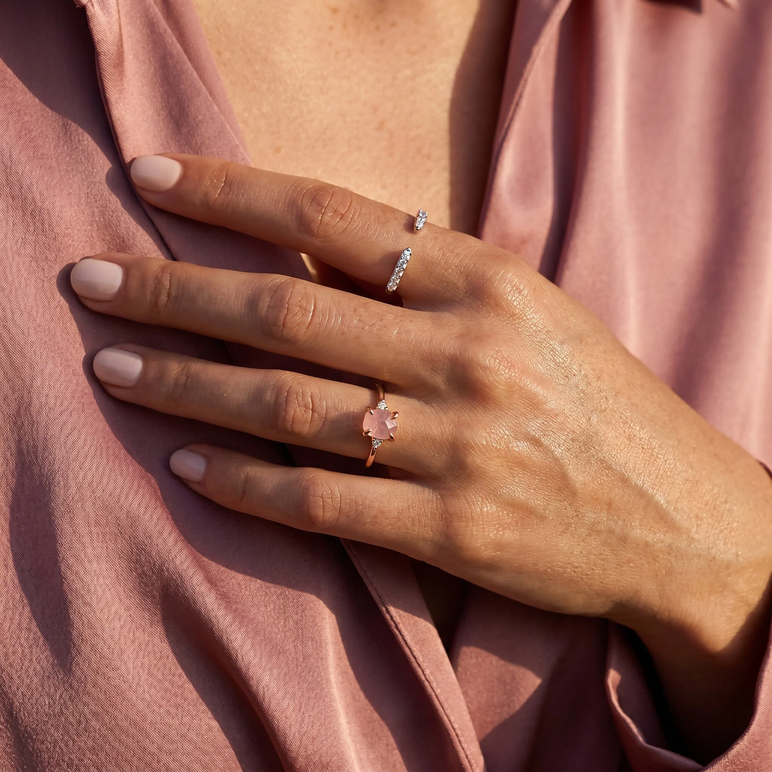 Rose Quartz Ring - Petite Raw Allure - Image 6