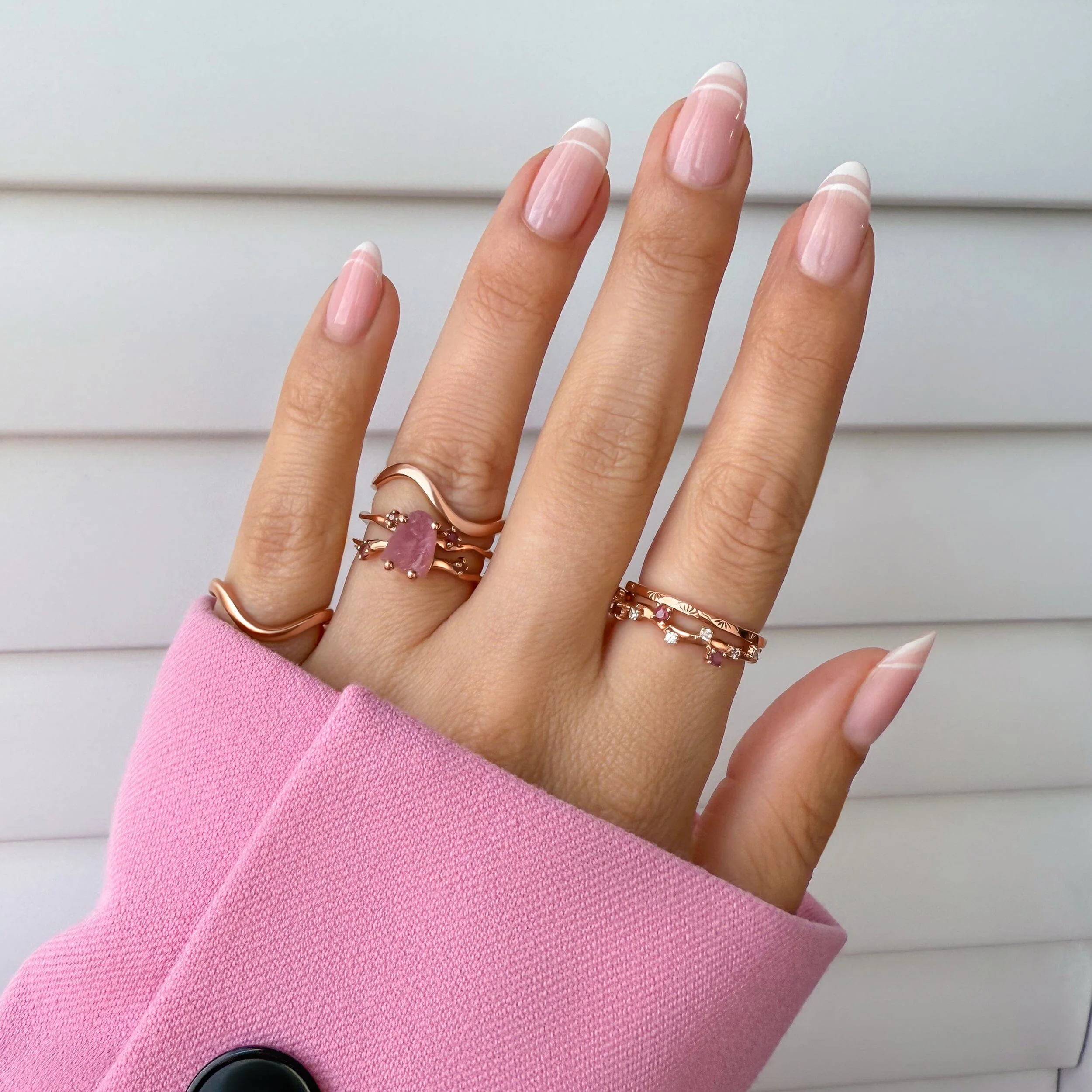 Rose Quartz Flow & Ruby Stardust & Waves Rings - Image 10