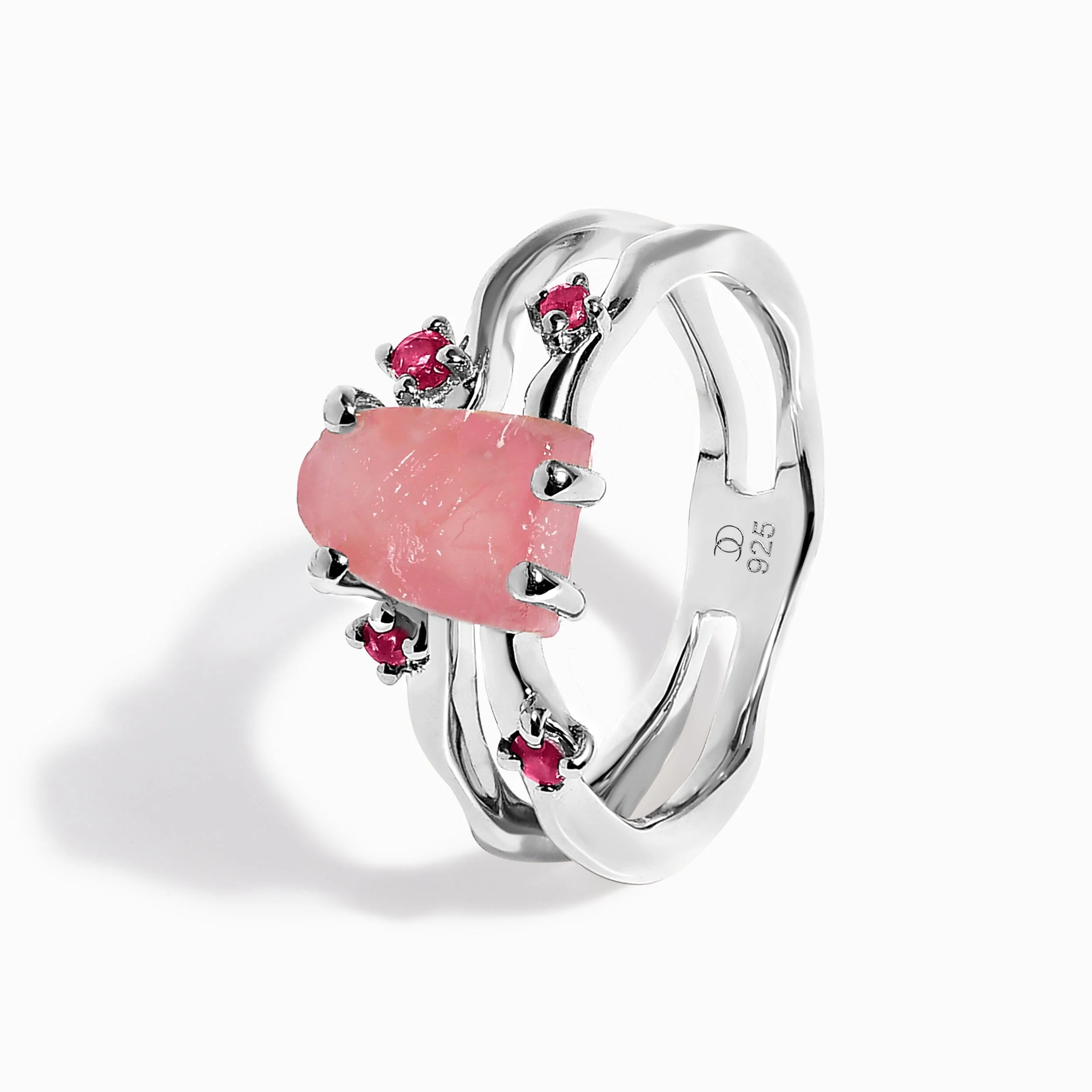 Rose Quartz Flow & Ruby Stardust & Waves Rings - Image 12