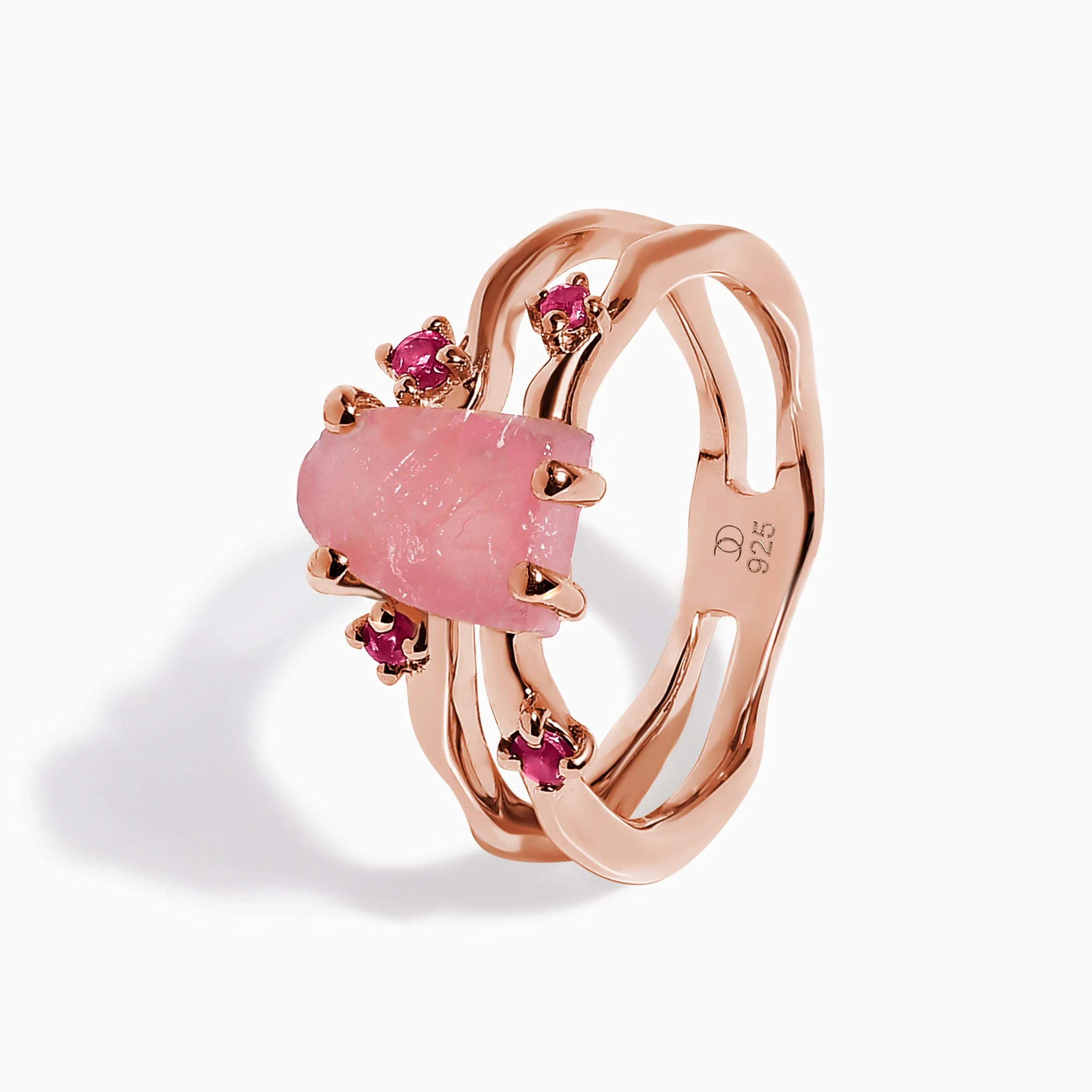 Rose Quartz Flow & Ruby Stardust & Waves Rings - Image 13