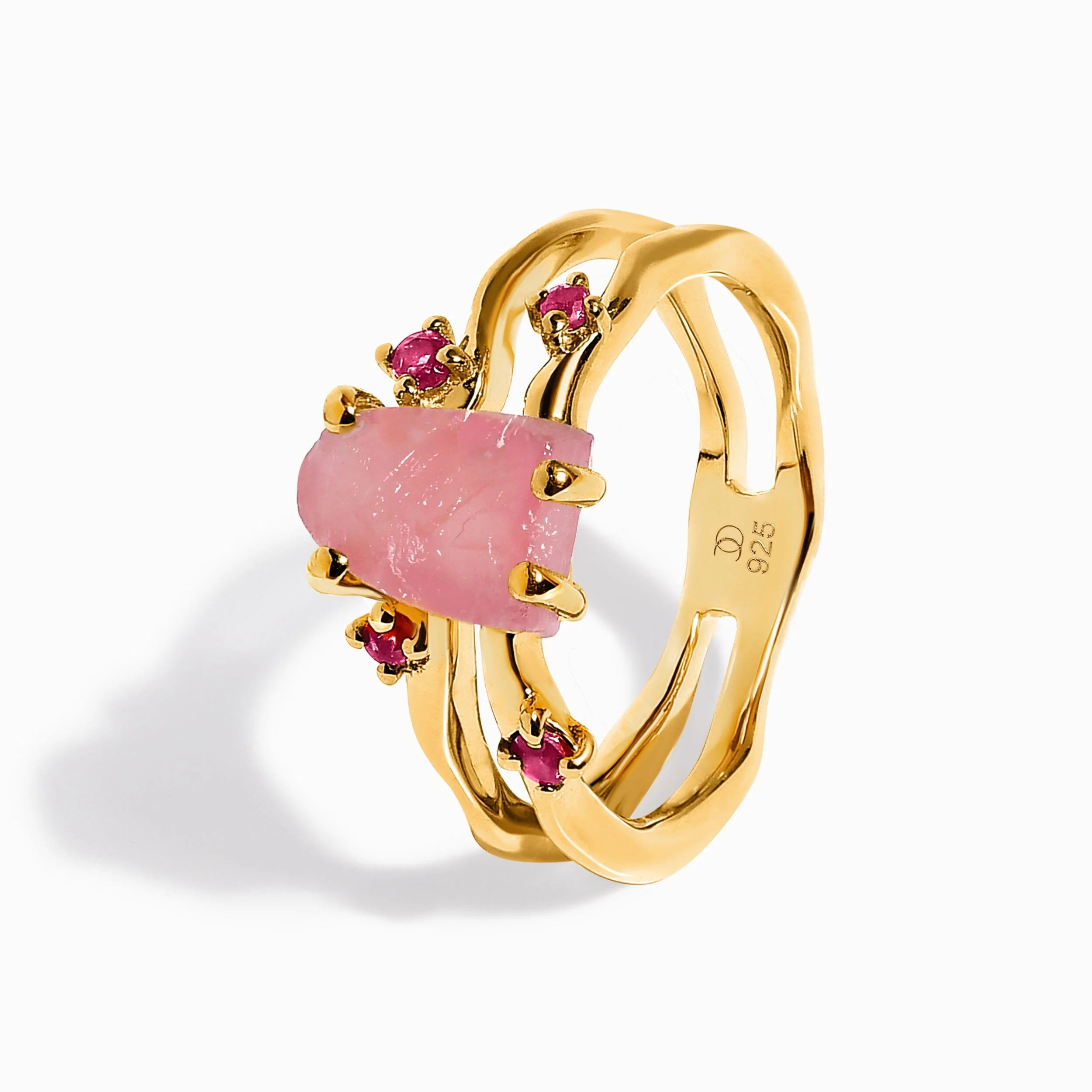 Rose Quartz Flow & Ruby Stardust & Waves Rings - Image 14