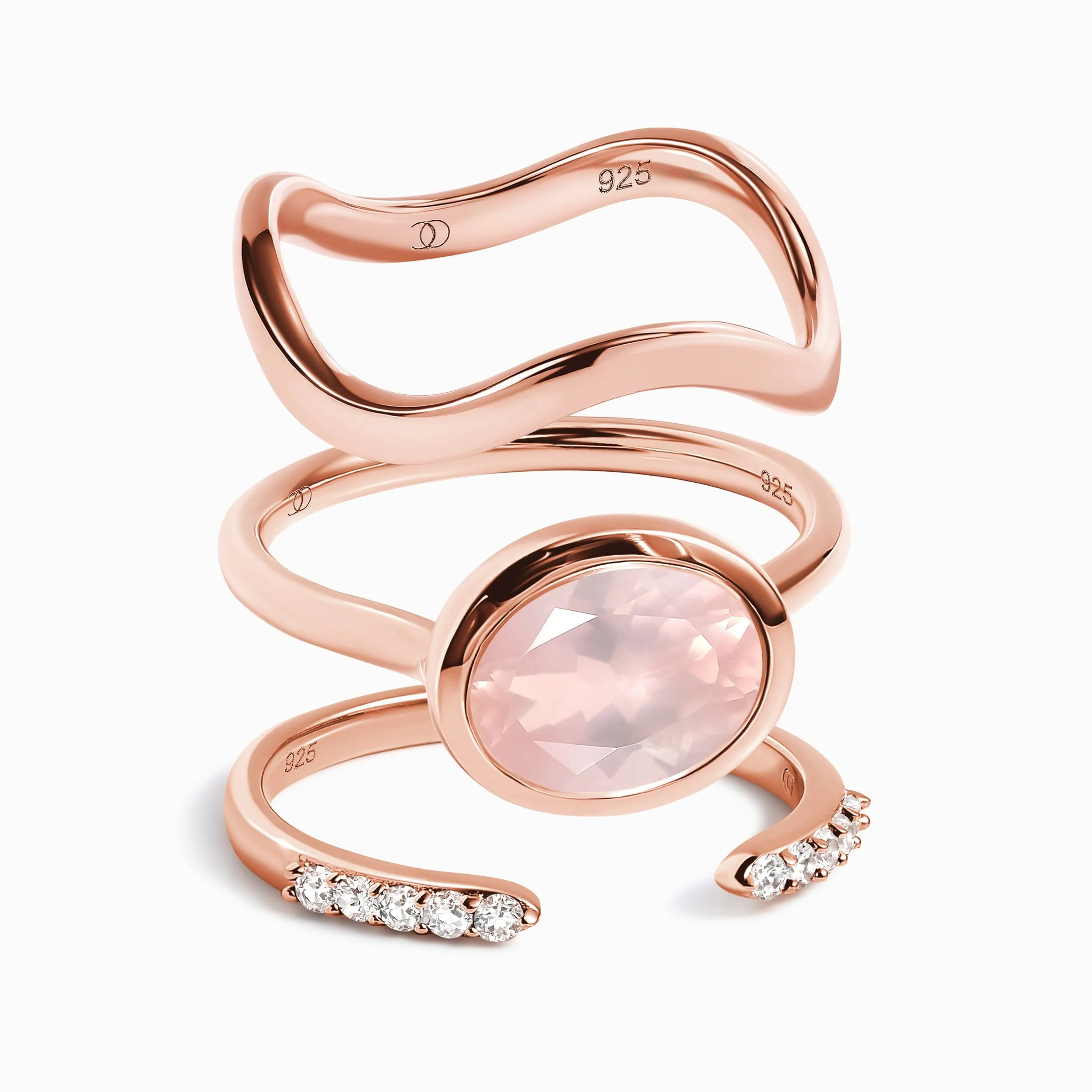 Rose Quartz Skin-Touch & Twinkling & Waves Rings - Image 3