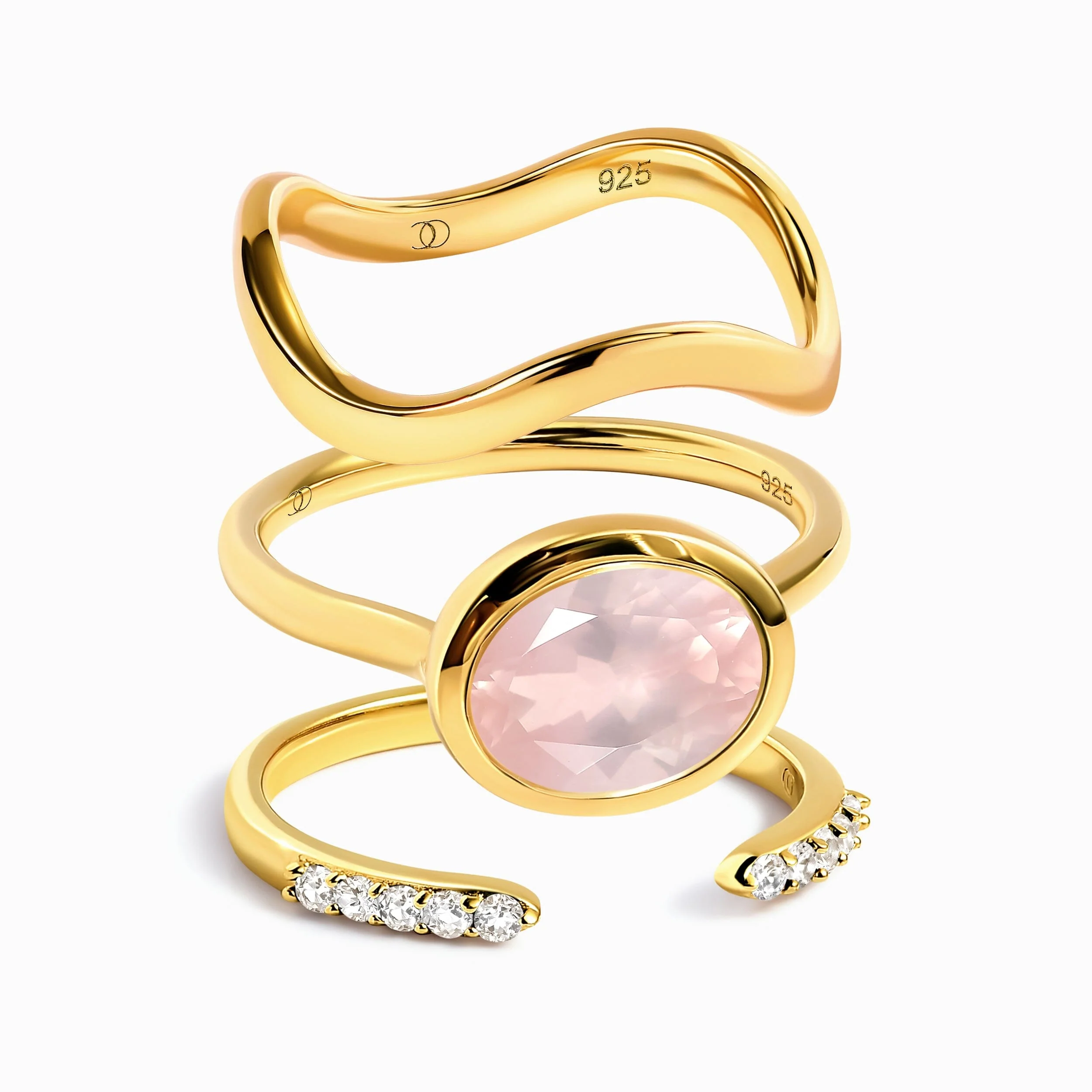 Rose Quartz Skin-Touch & Twinkling & Waves Rings - Image 5