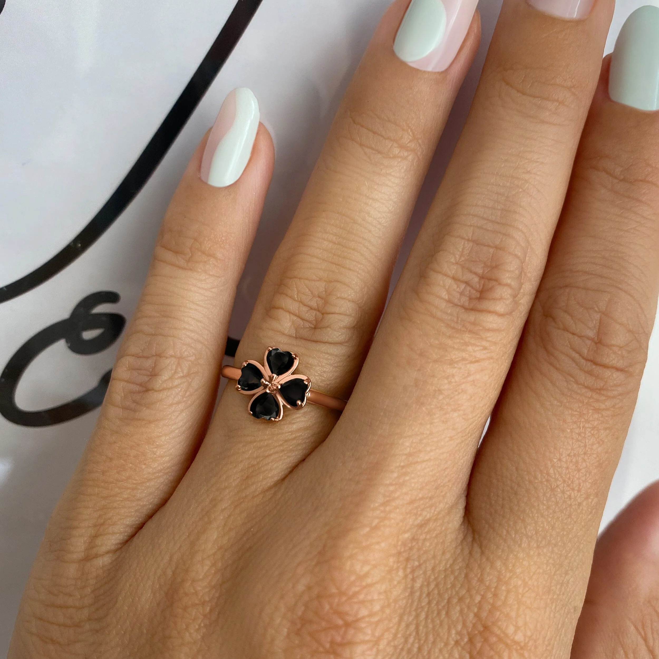 Shamrock Ring - Black Obsidian - Image 4