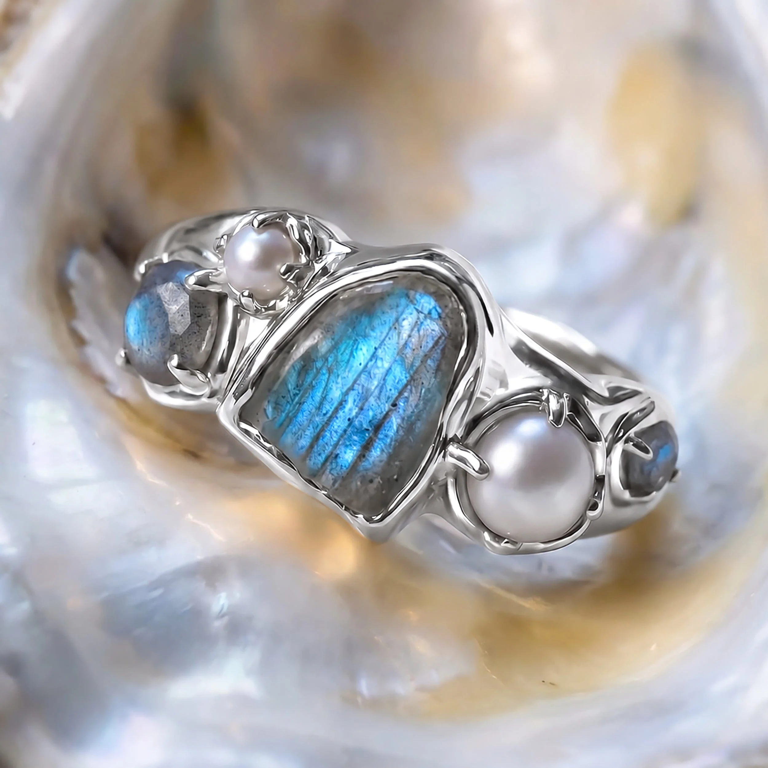 Labradorite Heirloom & Magma & Waves Rings - Image 10