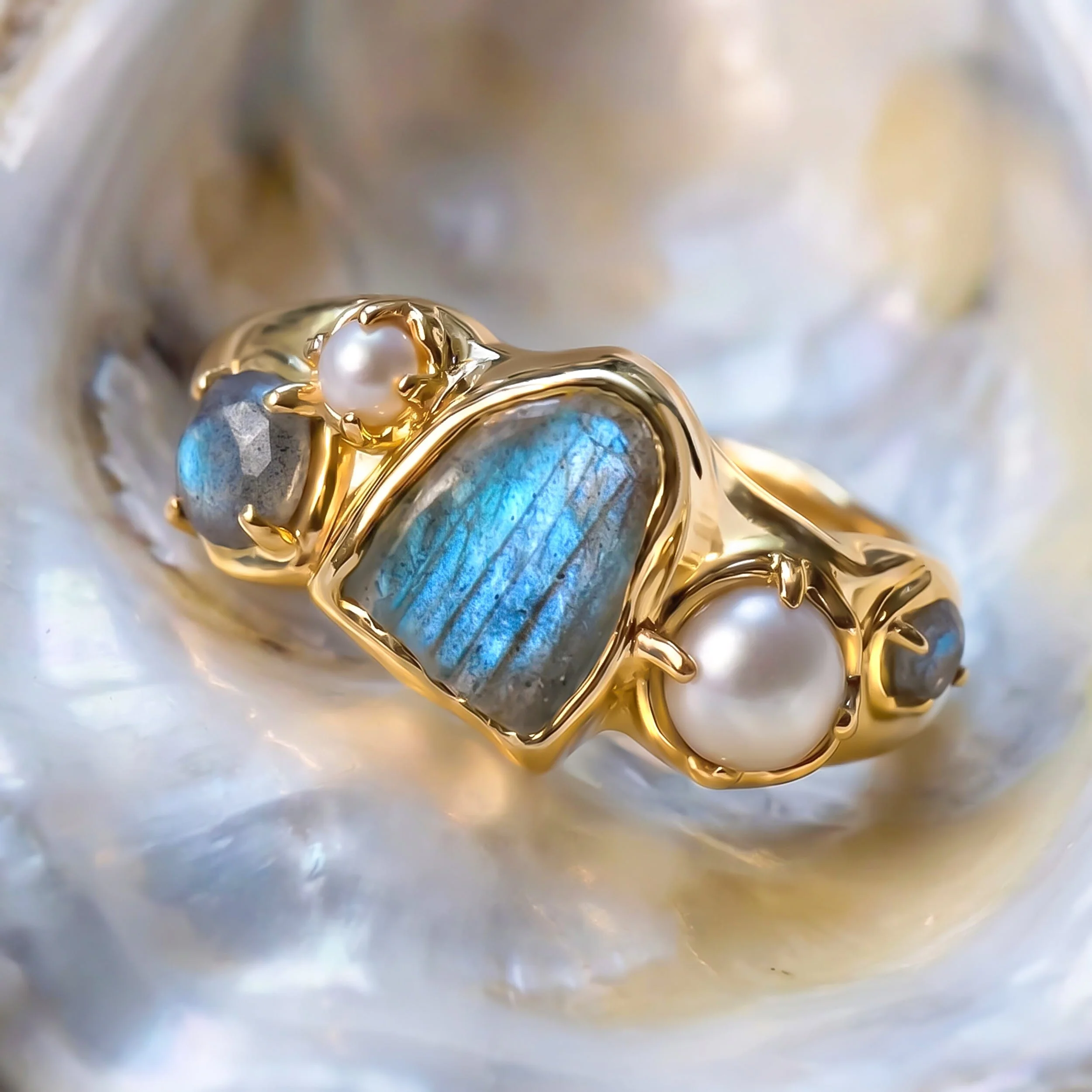 Labradorite Heirloom & Magma & Waves Rings - Image 11