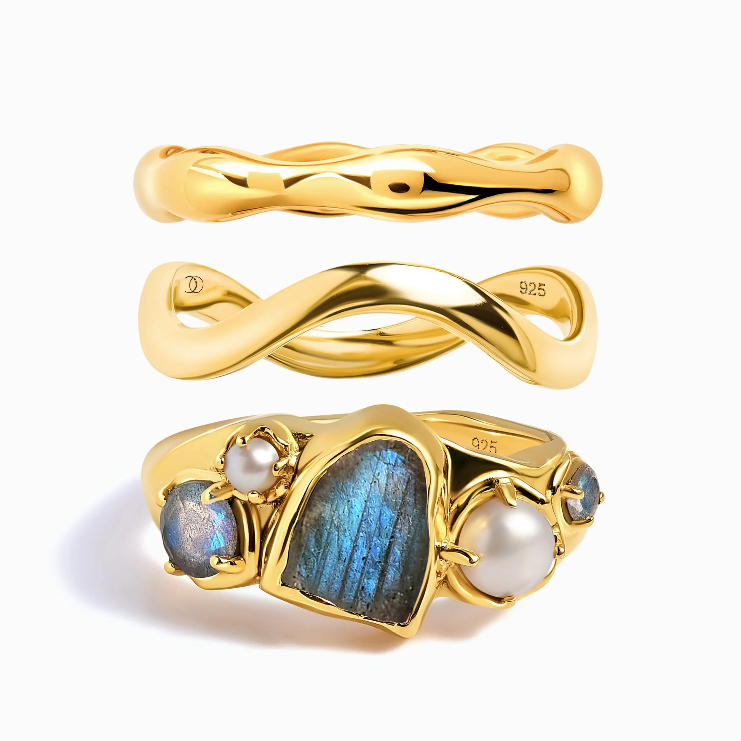 Labradorite Heirloom & Magma & Waves Rings - Image 3