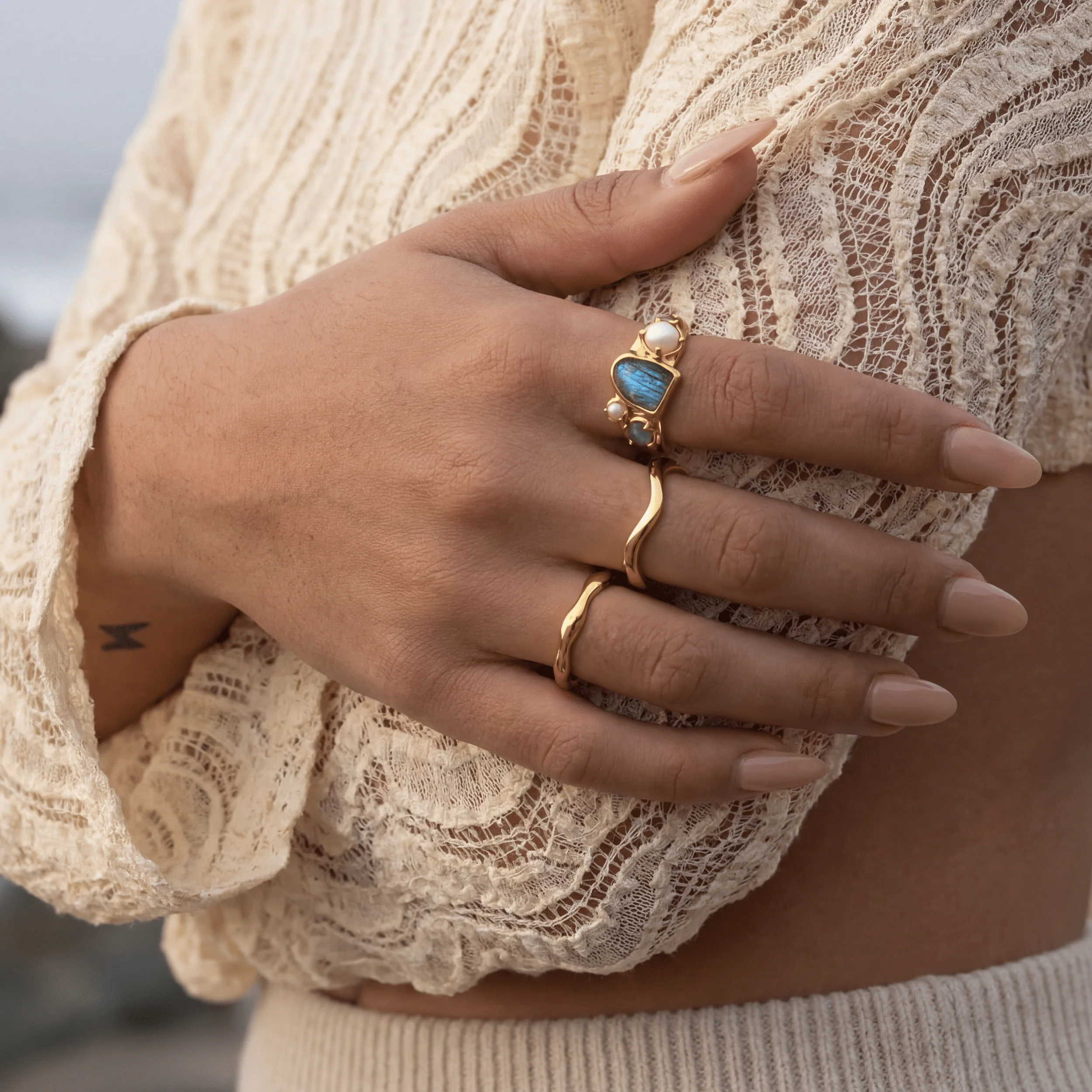 Labradorite Heirloom & Magma & Waves Rings - Image 4