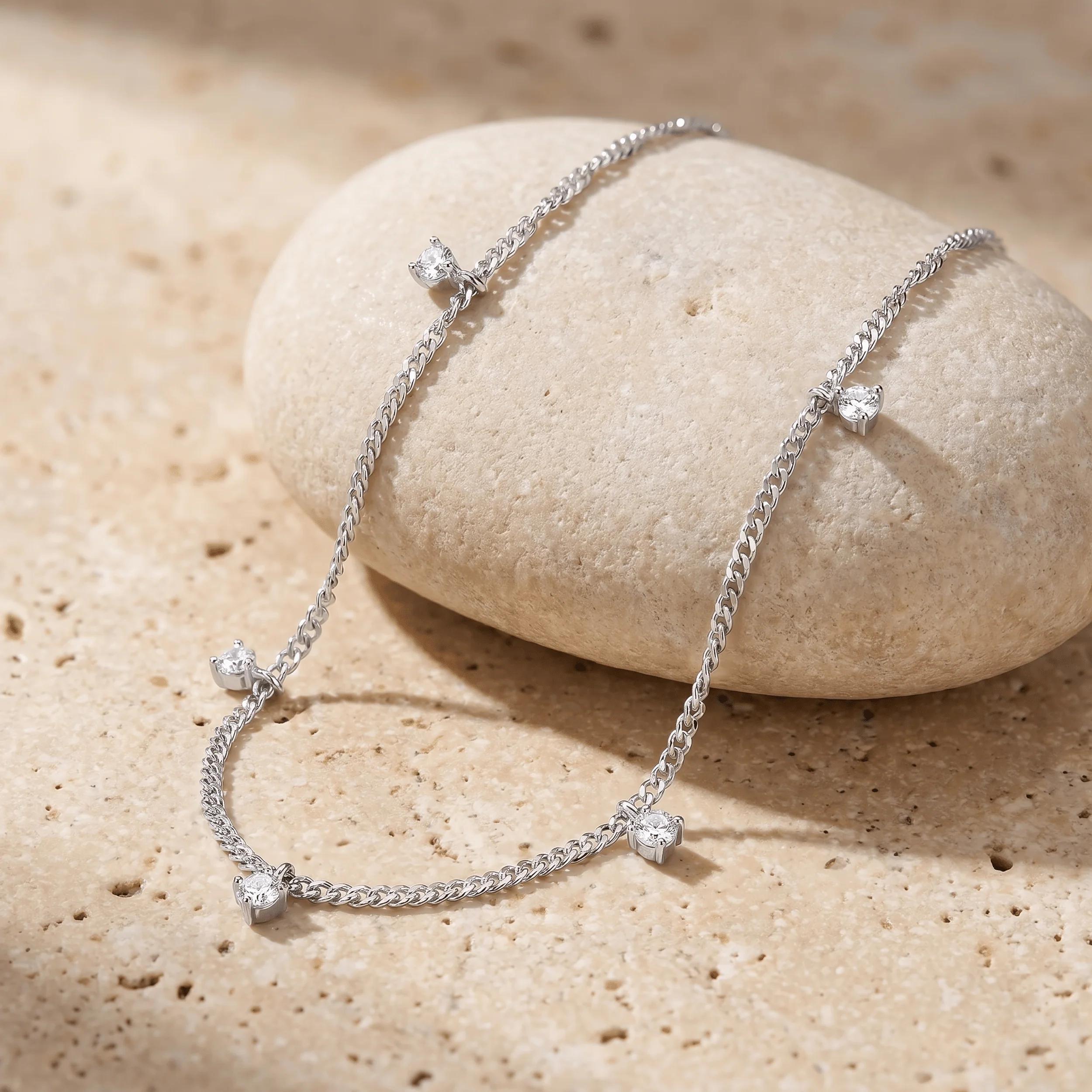 White Zircon Anklet - Flowing - Image 10