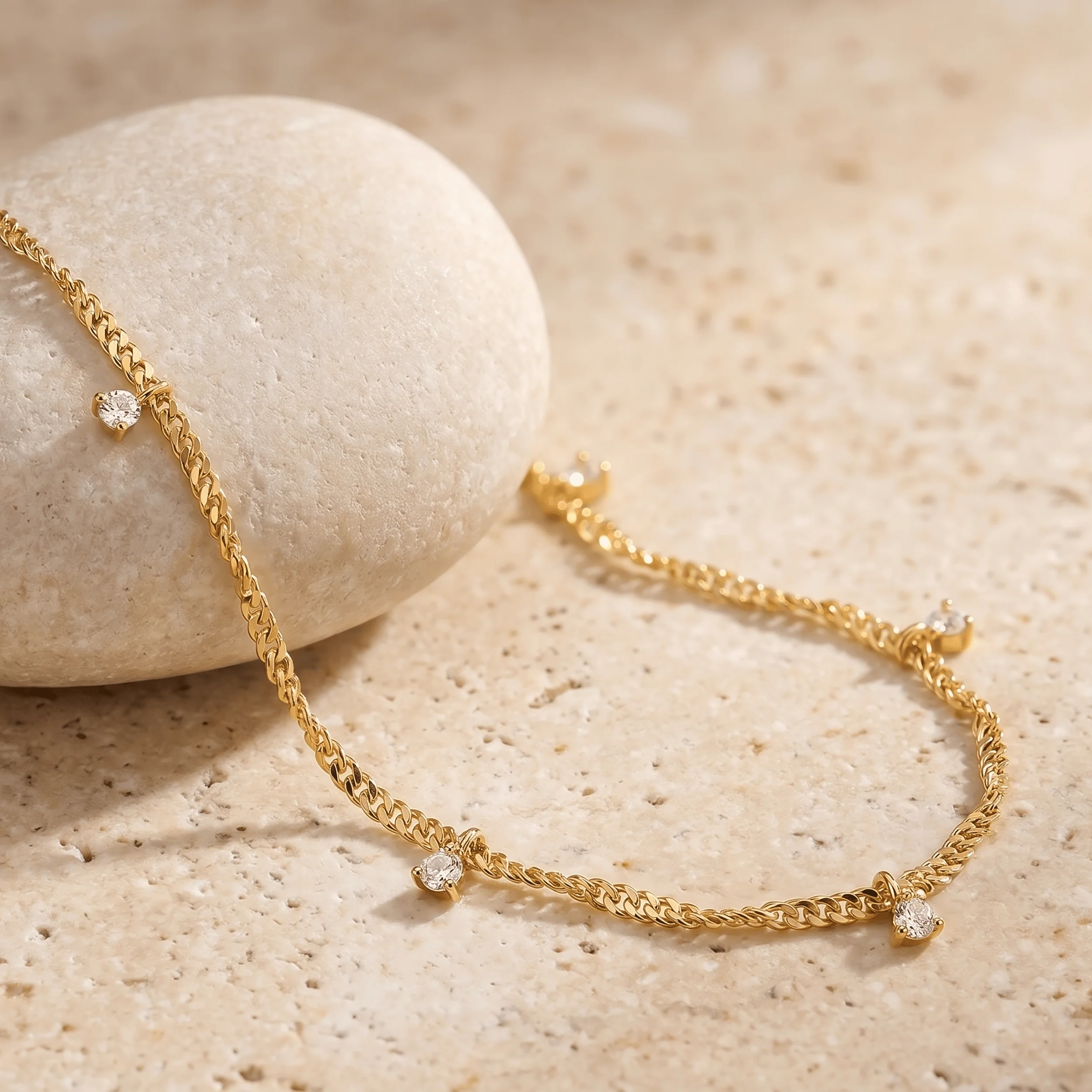 White Zircon Anklet - Flowing - Image 11