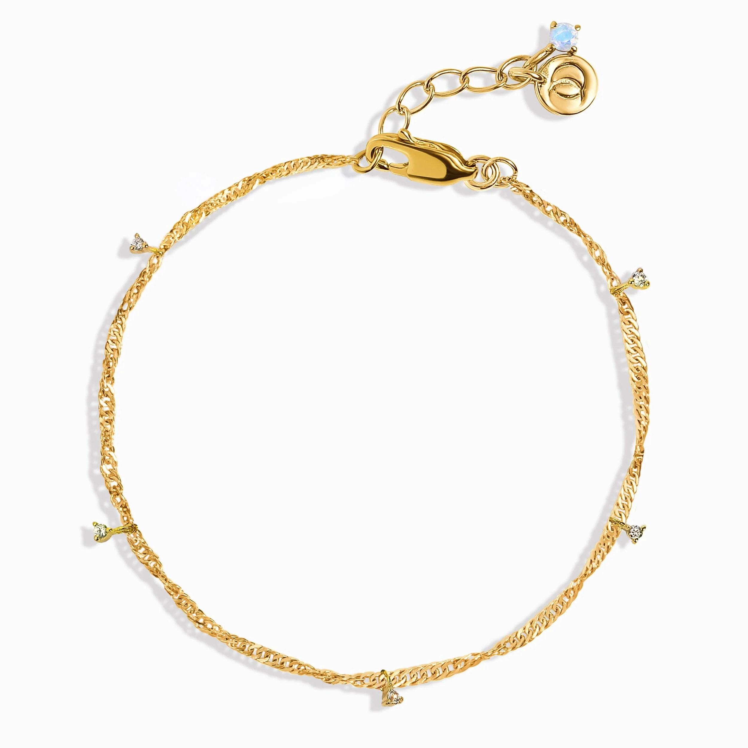 White Zircon Anklet - Flowing - Image 4