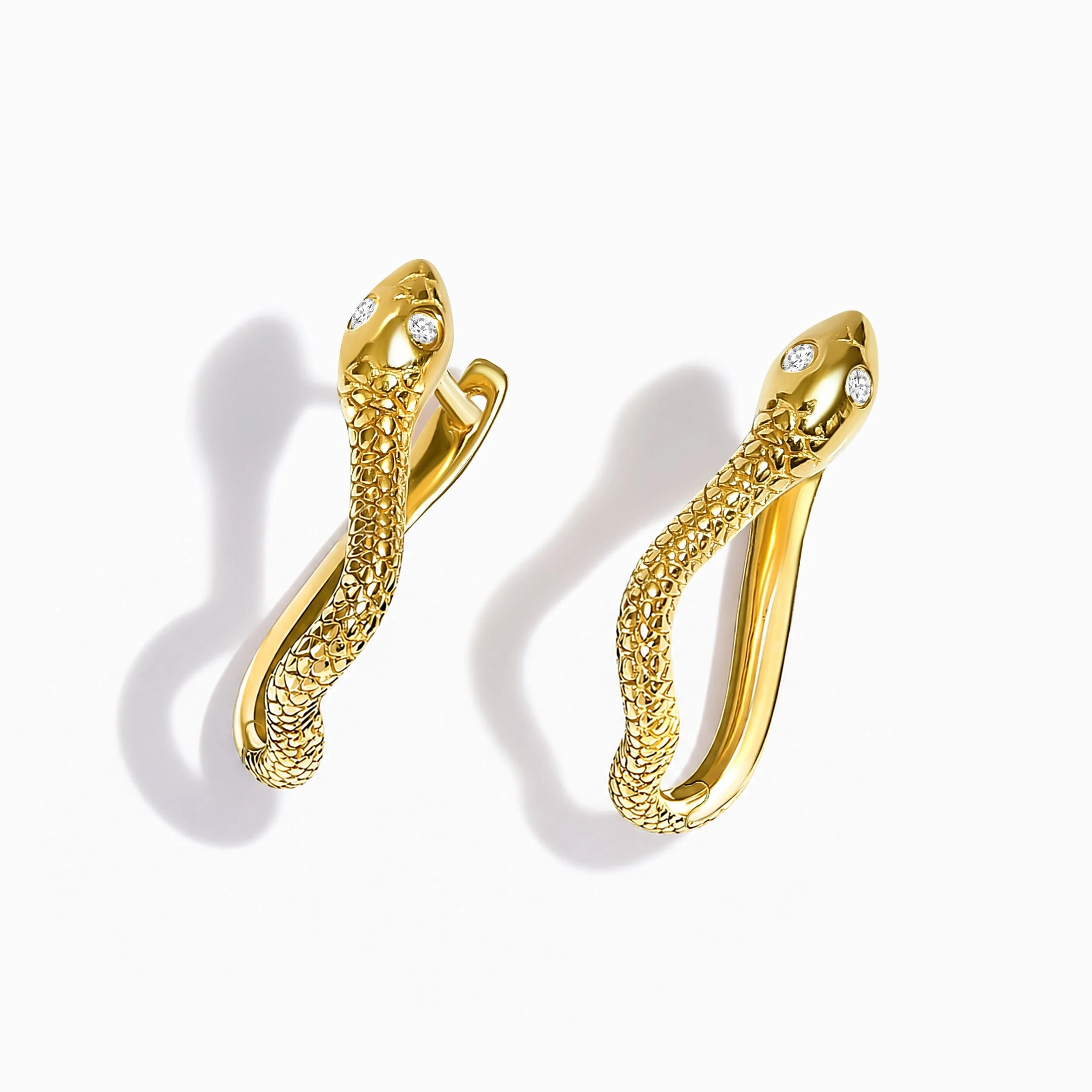 White Zircon Earrings - Serpent - Image 4